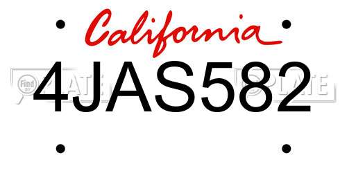 4JAS582 California License Plate