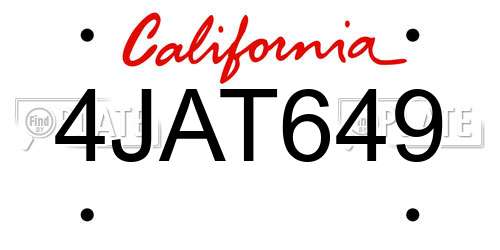 4JAT649 California License Plate