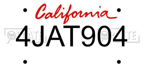 4JAT904 California License Plate