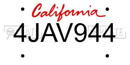 4JAV944 California License Plate