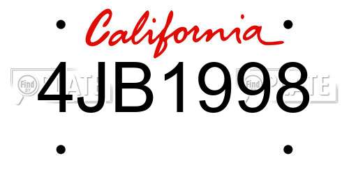 4JB1998 California License Plate