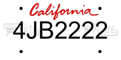 4JB2222 California License Plate