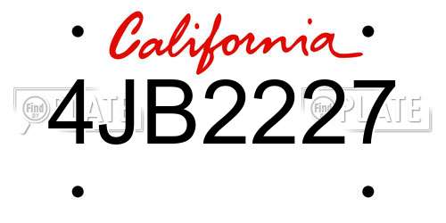4JB2227 California License Plate