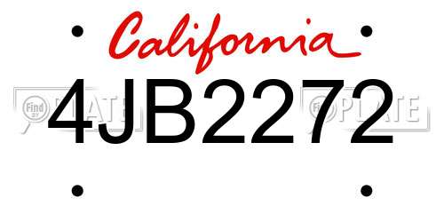 4JB2272 California License Plate