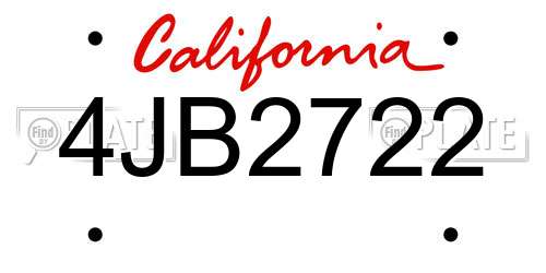 4JB2722 California License Plate