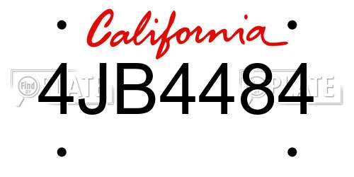 4JB4484 California License Plate