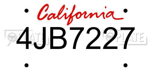 4JB7227 California License Plate