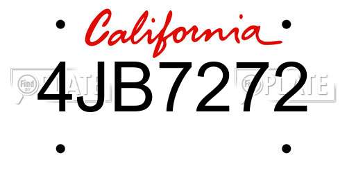 4JB7272 California License Plate