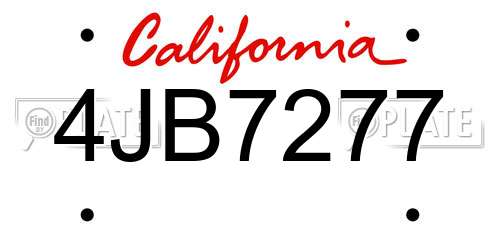 4JB7277 California License Plate