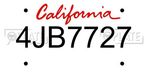 4JB7727 California License Plate