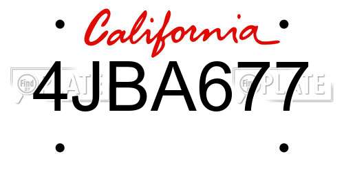 4JBA677 California License Plate
