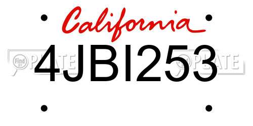 4JBI253 California License Plate