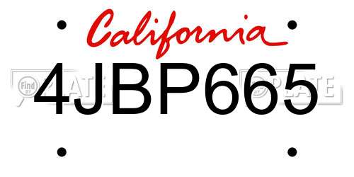 4JBP665 California License Plate