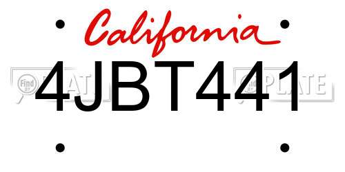 4JBT441 California License Plate