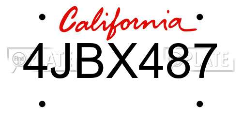 4JBX487 California License Plate