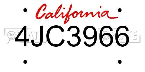 4JC3966 California License Plate