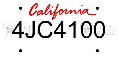 4JC4100 California License Plate