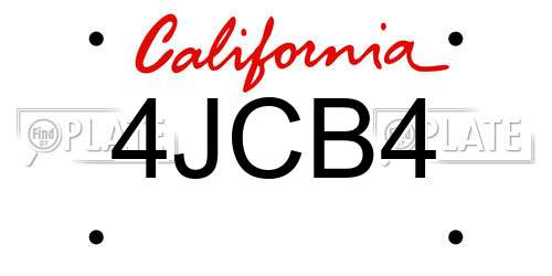4JCB4 California License Plate