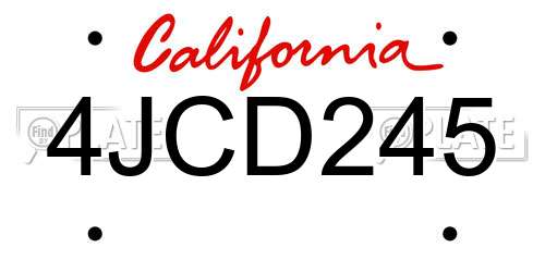 4JCD245 California License Plate