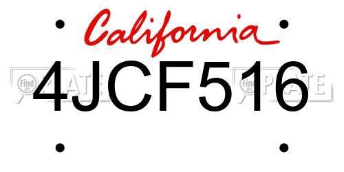 4JCF516 California License Plate