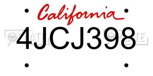 4JCJ398 California License Plate
