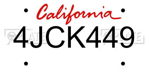 4JCK449 California License Plate