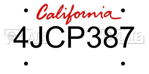 4JCP387 California License Plate