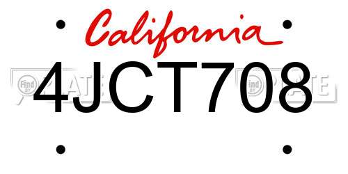 4JCT708 California License Plate