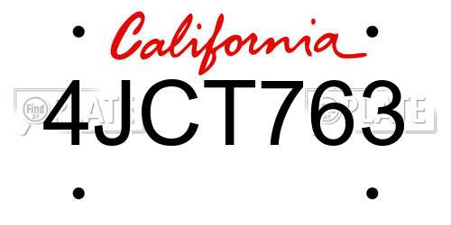4JCT763 California License Plate