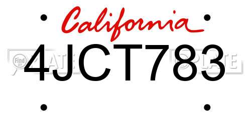 4JCT783 California License Plate