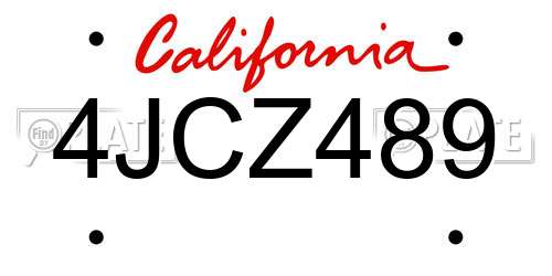 4JCZ489 California License Plate