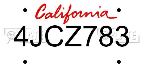 4JCZ783 California License Plate