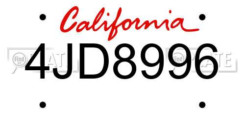 4JD8996 California License Plate