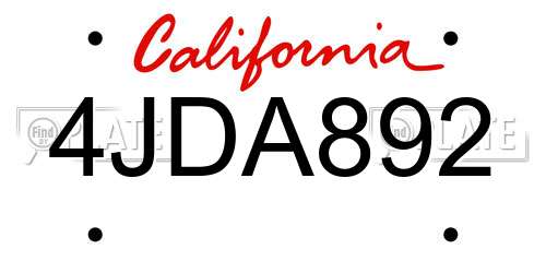 4JDA892 California License Plate