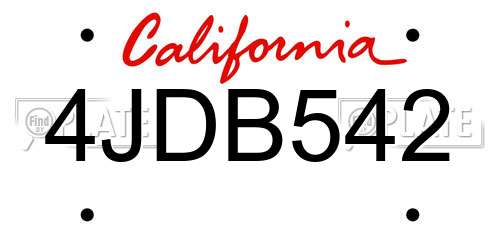 4JDB542 California License Plate