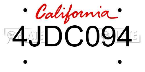 4JDC094 California License Plate