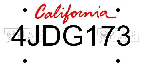 4JDG173 California License Plate