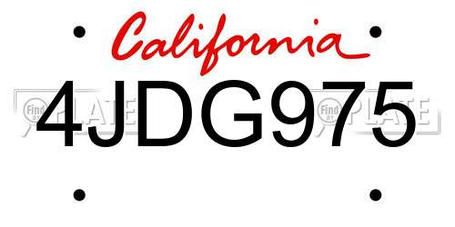 4JDG975 California License Plate
