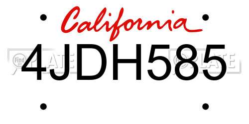 4JDH585 California License Plate