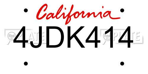 4JDK414 California License Plate