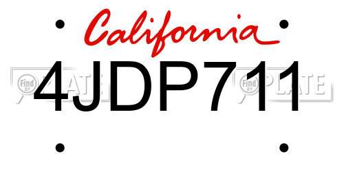4JDP711 California License Plate
