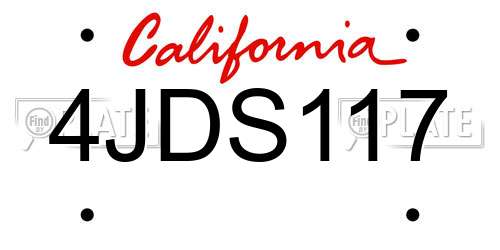 4JDS117 California License Plate