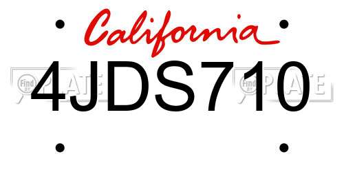 4JDS710 California License Plate
