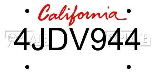 4JDV944 California License Plate