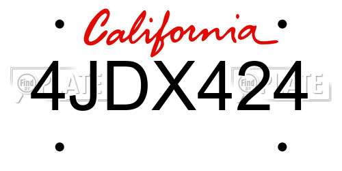4JDX424 California License Plate