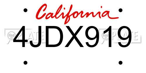 4JDX919 California License Plate