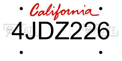 4JDZ226 California License Plate