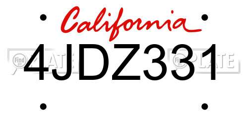 4JDZ331 California License Plate