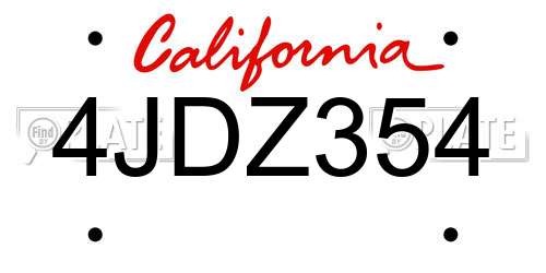 4JDZ354 California License Plate