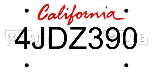 4JDZ390 California License Plate